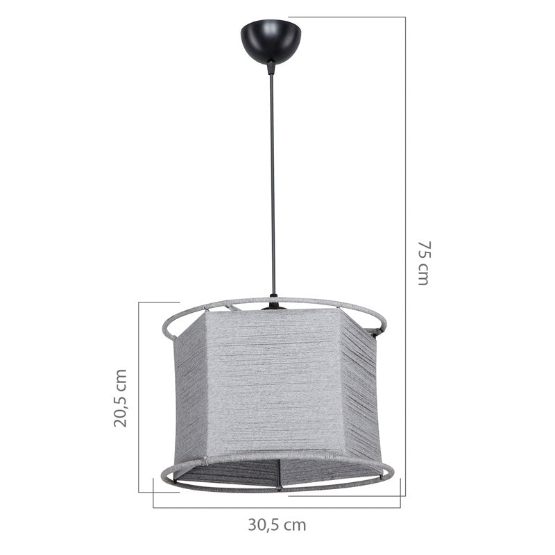 Ceiling light PWL-1185 pakoworld Ε27 grey D30.5x75cm