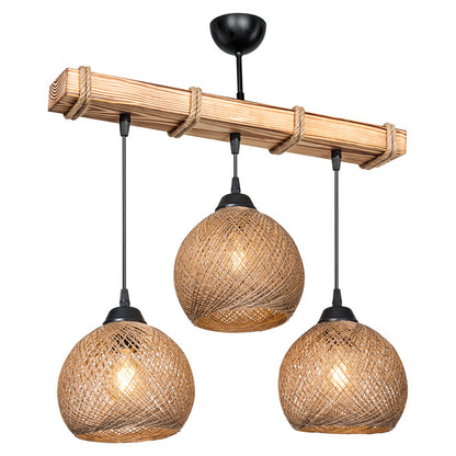 Ceiling light Fiona pakoworld Ε27 walnut-beige 50x20x63cm