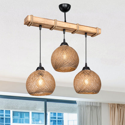 Ceiling light Fiona pakoworld Ε27 walnut-beige 50x20x63cm