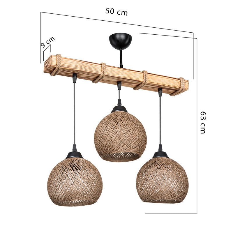 Ceiling light Fiona pakoworld Ε27 walnut-beige 50x20x63cm