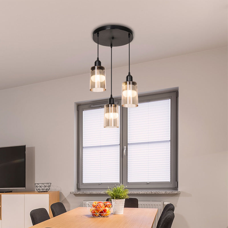 Ceiling light PWL-1195 Ε27 black-amber D30x80cm