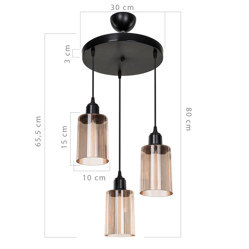 Ceiling light PWL-1195 pakoworld Ε27 black-amber D30x80cm