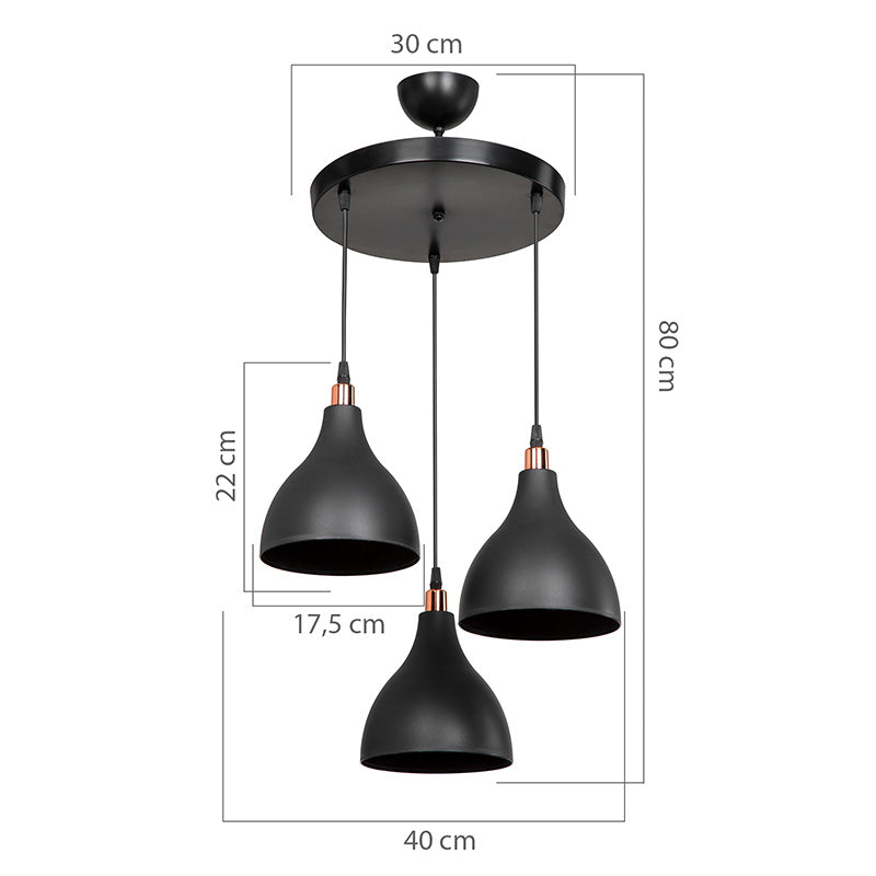 Ceiling light Lofty pakoworld Ε27 black D40x80cm