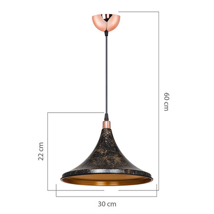 Ceiling light Keen pakoworld Ε27 black-golden D29.5x70cm