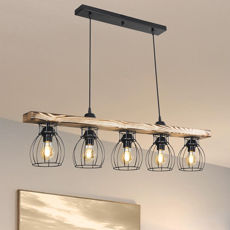 Ceiling light Jazzy pakoworld Ε27 walnut-black 100x12x75cm