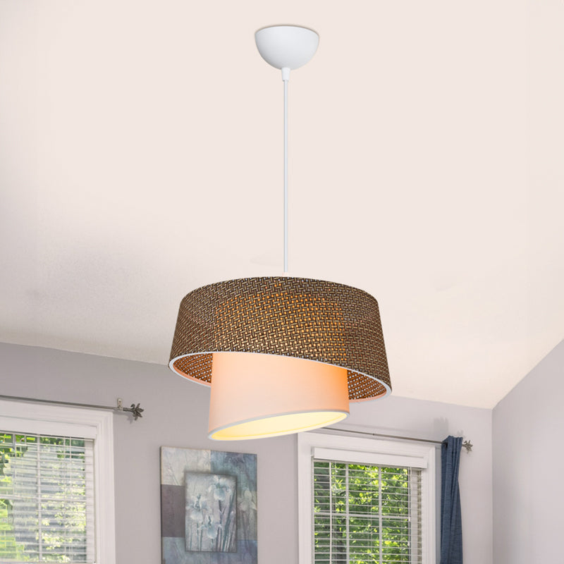 Plexi pakoworld single light ceiling lamp in brown and cream shade D34x65cm