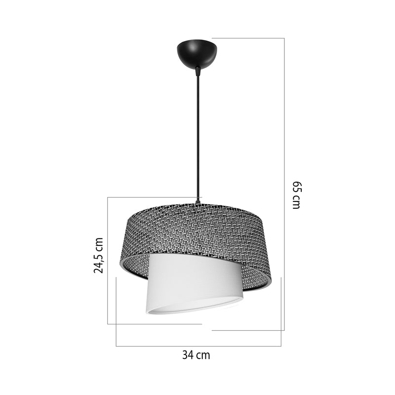 Single-light ceiling lamp Plexi pakoworld fabric in black and cream shade D34x65cm