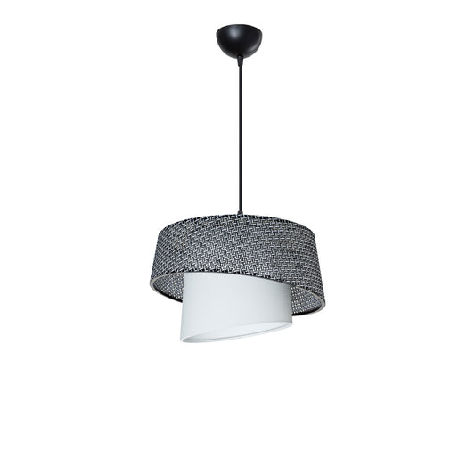 Single-light ceiling lamp Plexi pakoworld fabric in black and cream shade D34x65cm