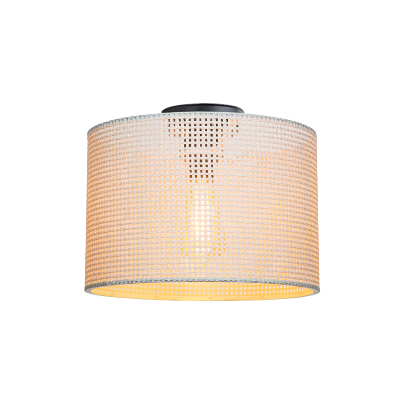 Single light Plega pakoworld ceiling light fabric in cream shade D30x21cm