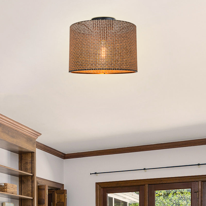 Single light Plega pakoworld ceiling light brown fabric D30x21cm