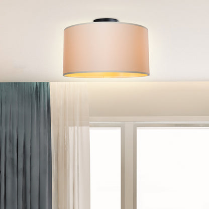 Garry single light ceiling light fabric in cream shade D38x21cm