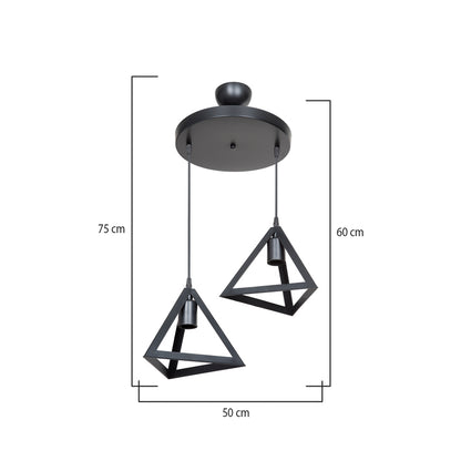 Two-light ceiling lamp Kecha pakoworld pp in black shade D50x60cm