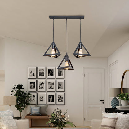 Three-light Lich pp ceiling lamp in black shade 60x24x75cm