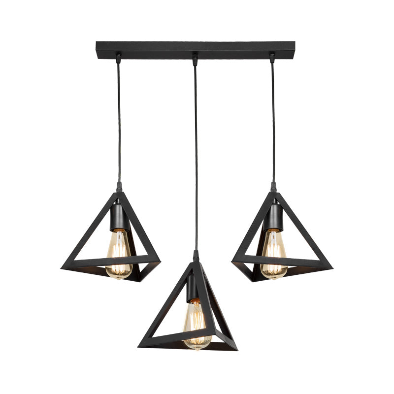 Three-light Lich pp ceiling lamp in black shade 60x24x75cm