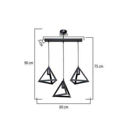 Three-light Lich pakoworld pp ceiling lamp in black shade 60x24x75cm