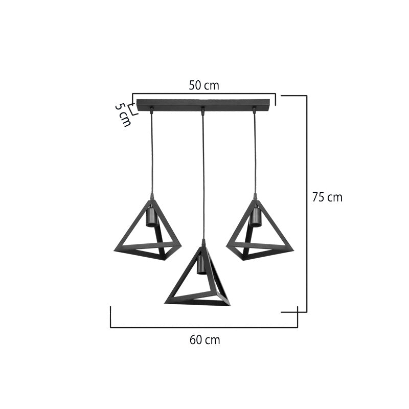 Three-light Lich pp ceiling lamp in black shade 60x24x75cm
