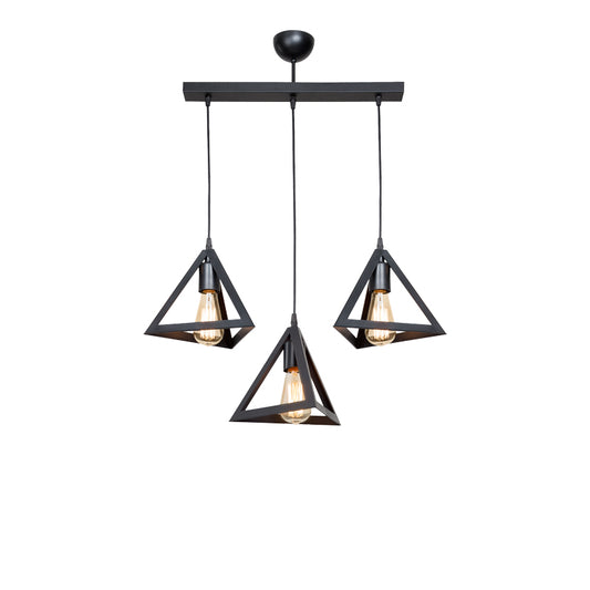 Three-light Lich pakoworld pp ceiling lamp in black shade 60x24x75cm