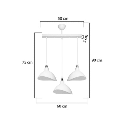 Three-light ceiling lamp Triha pakoworld pp in white shade 60x22x90cm