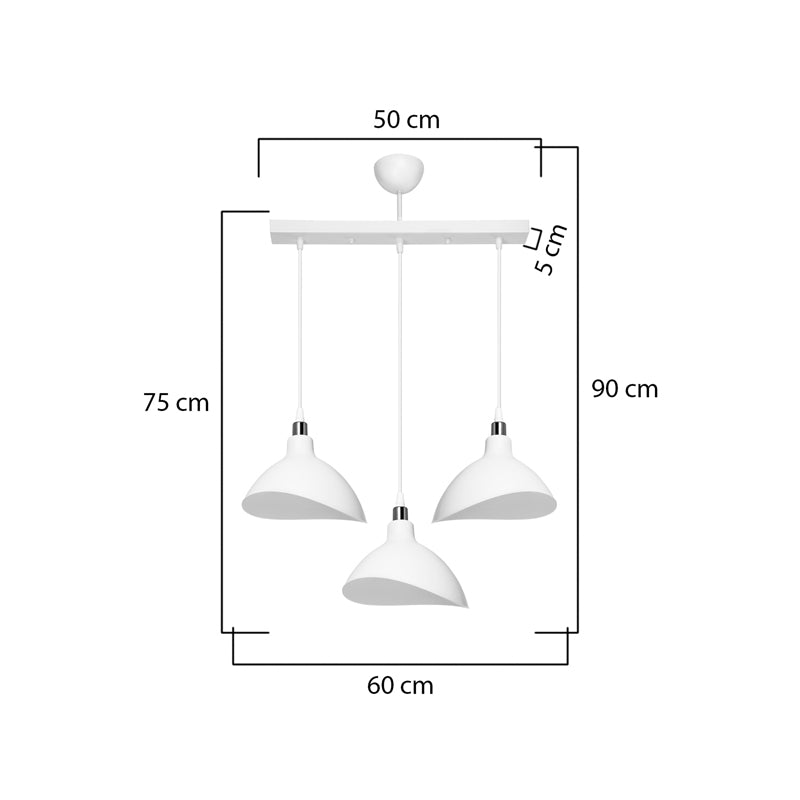 Three-light ceiling lamp Triha pakoworld pp in white shade 60x22x90cm