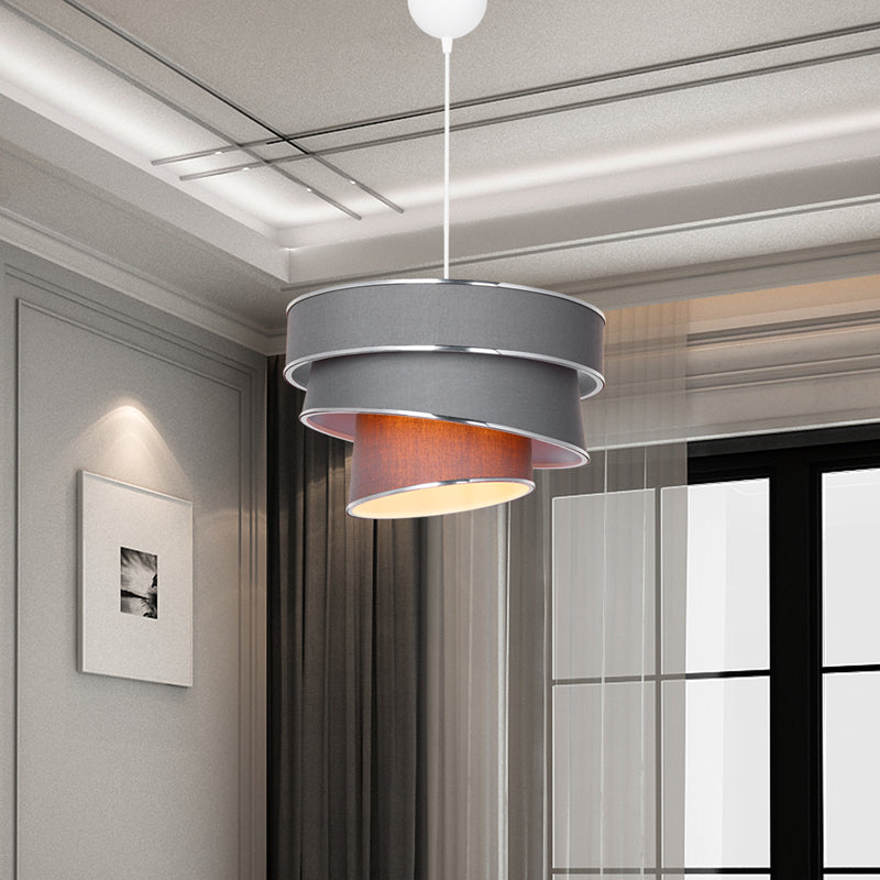 Single light ceiling lamp Tazma pakoworld fabric in gray shade D38x65cm