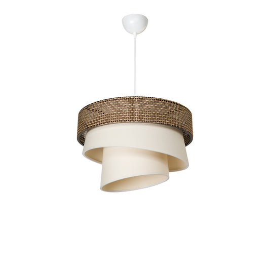 Single light ceiling lamp Tazma pakoworld fabric in brown and cream shade D38x65cm