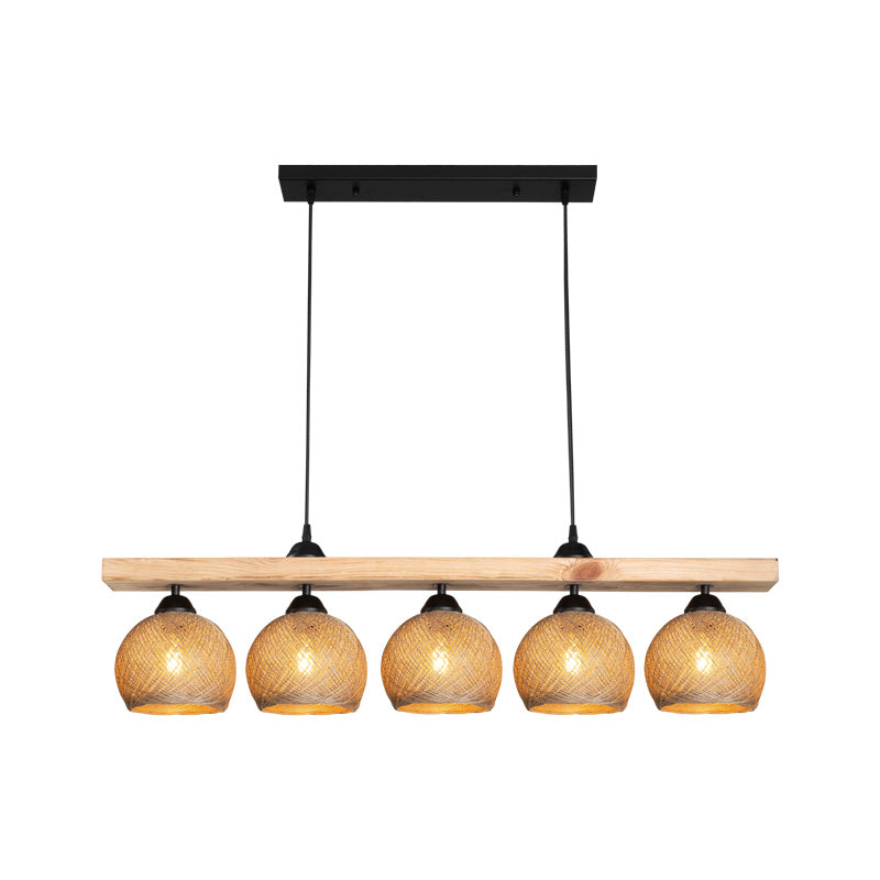 Five-light ceiling lamp Salote E27 in brown-natural shade 100x18x24cm