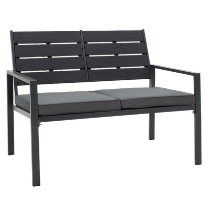 Lounge set 4pcs Patio pakoworld metal-anthracite pe pillows black