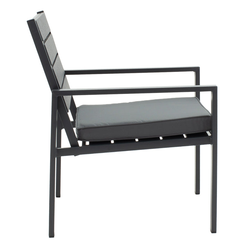 Lounge set 4pcs Patio pakoworld metal-anthracite pe pillows black