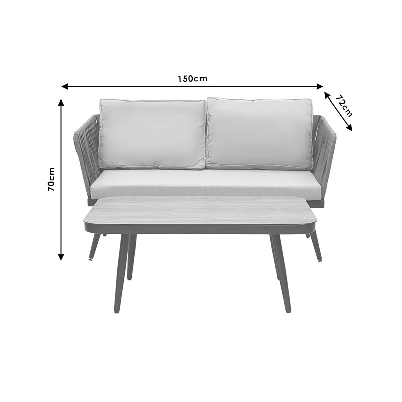 Lounge Ciel pakoworld set 4pcs metal black-textilene brown-gray pillow