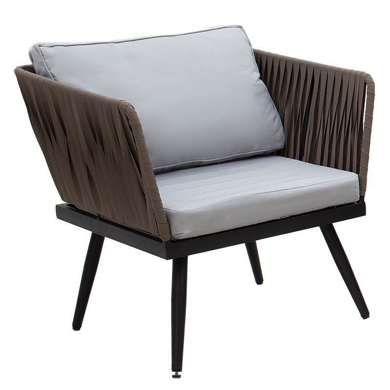 Lounge Ciel pakoworld set 4pcs metal black-textilene brown-gray pillow