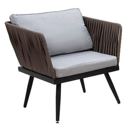 Lounge Ciel pakoworld set 4pcs metal black-textilene brown-gray pillow