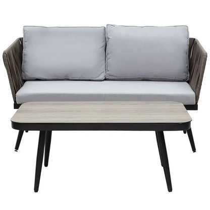 Lounge Ciel pakoworld set 4pcs metal black-textilene brown-gray pillow
