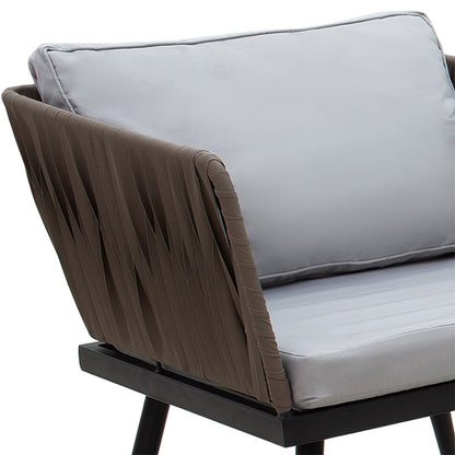 Lounge Ciel pakoworld set 4pcs metal black-textilene brown-gray pillow