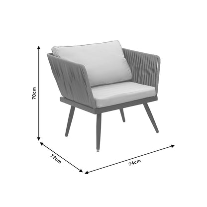 Lounge Ciel pakoworld set 4pcs metal black-textilene brown-gray pillow