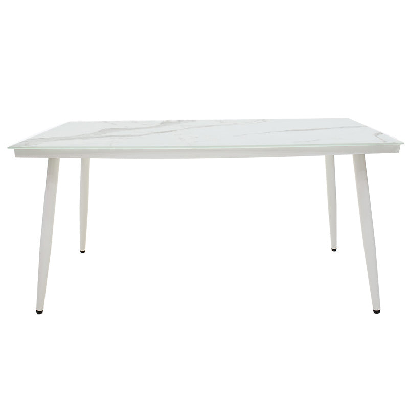 Table Zeren pakoworld metal white-glass 160x90x78cm