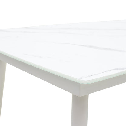 Table Zeren pakoworld metal white-glass 160x90x78cm