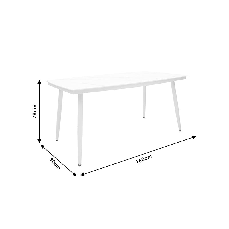 Table Zeren pakoworld metal white-glass 160x90x78cm