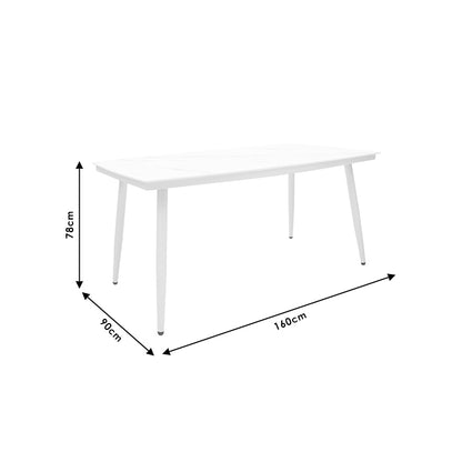 Table Zeren pakoworld metal white-glass 160x90x78cm