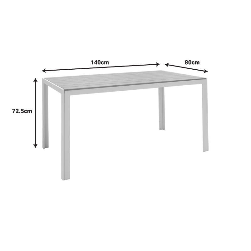 Nares table aluminum white-plywood natural 140x80x72.5cm