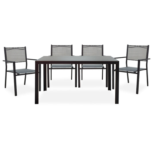 Dining set 5pcs Nares-Moly pakoworld aluminum black-textilene anthracite