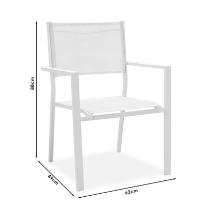 Dining set 5pcs Nares-Moly pakoworld aluminum-textilene white plywood natural