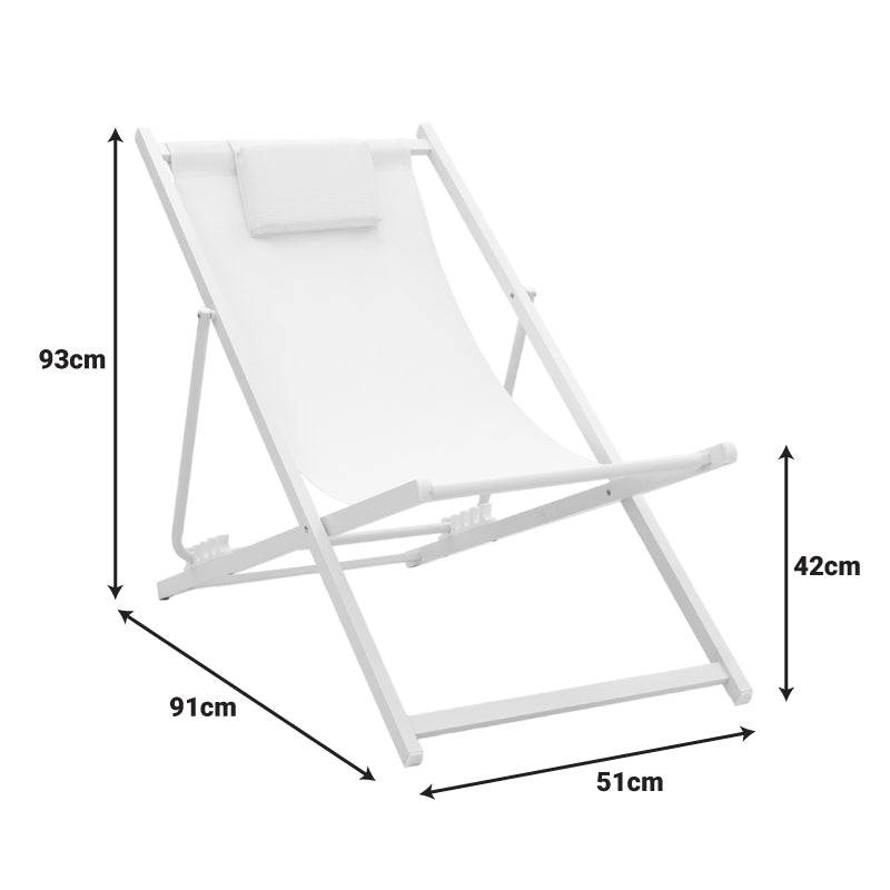 Professional chaise longue Corte beech alouminum white-beige textilene fabric