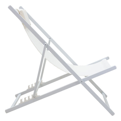 Professional chaise longue Corte beech alouminum white-beige textilene fabric