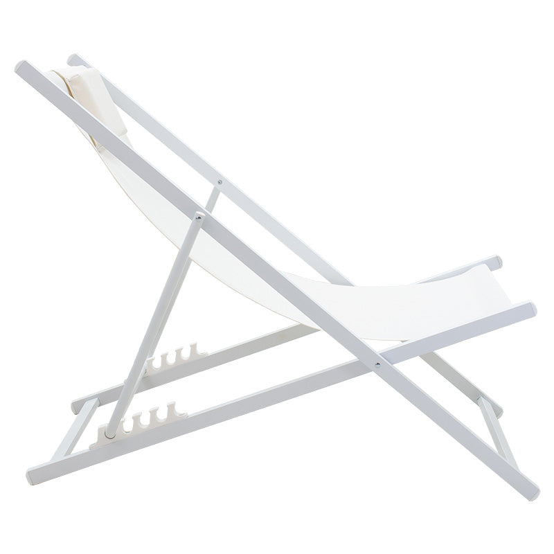 Professional chaise longue Corte beech alouminum white-beige textilene fabric