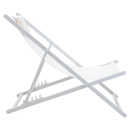 Professional chaise longue Corte beech alouminum white-beige textilene fabric