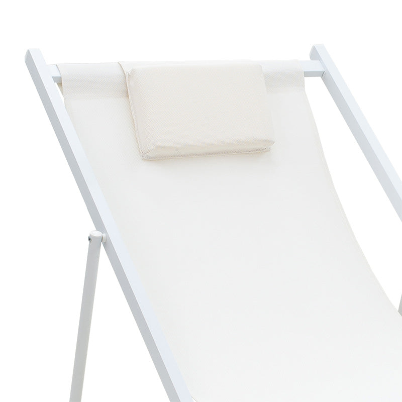 Professional chaise longue Corte beech alouminum white-beige textilene fabric