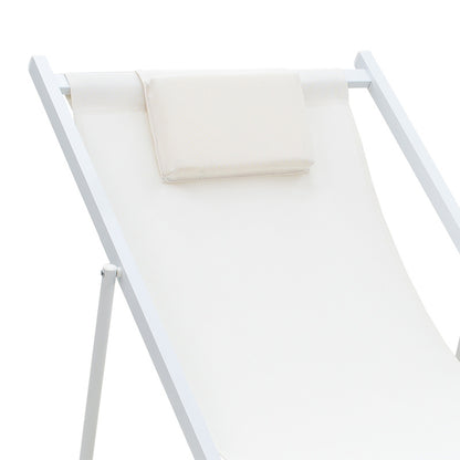 Professional chaise longue Corte beech alouminum white-beige textilene fabric