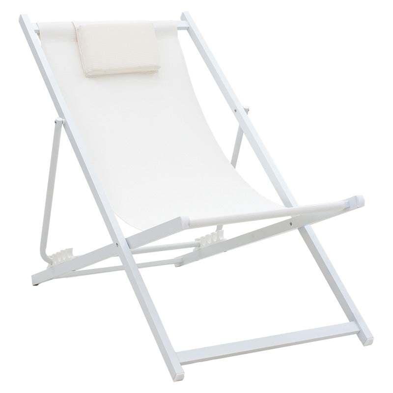 Professional chaise longue Corte beech alouminum white-beige textilene fabric