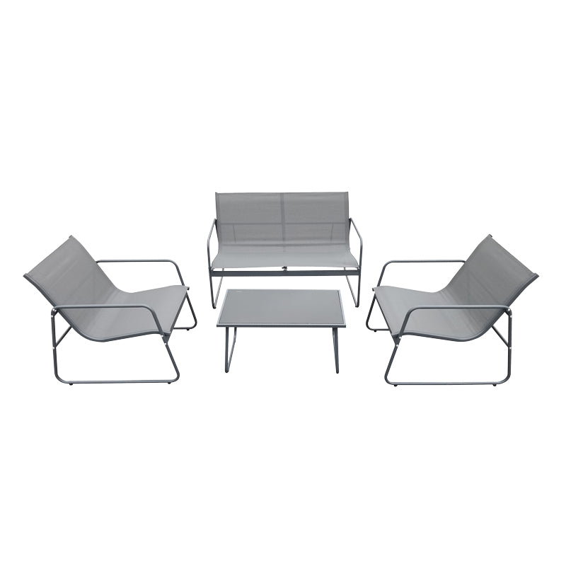 Veranda living room set of 4 pieces metal and textilene in anthracite shade