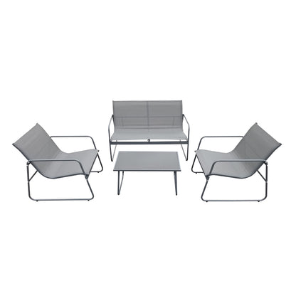 Veranda living room set of 4 pieces metal and textilene in anthracite shade